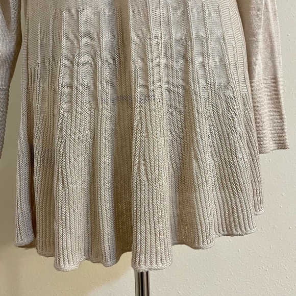 NIC+ZOE Women's Linen crochet hem Longline Cardigan in Oakmeal women’s size L - Picture 9 of 10